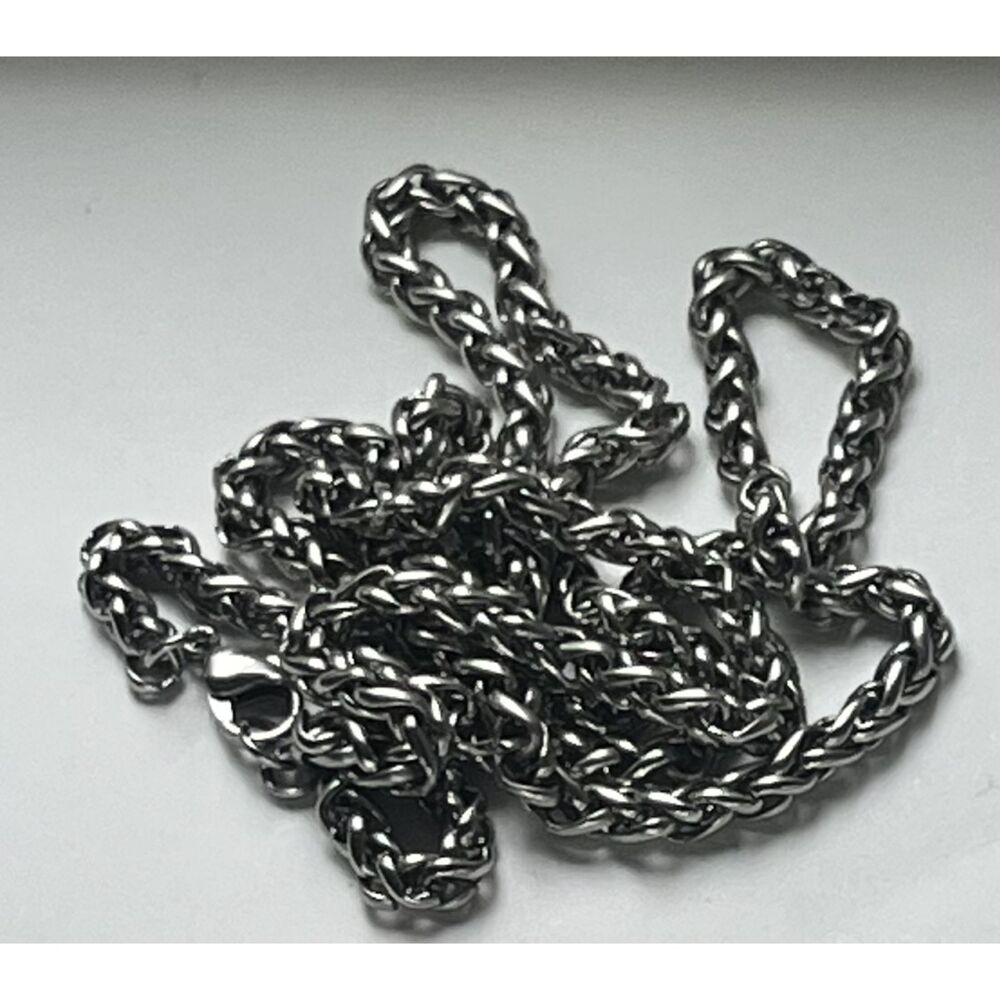 24 Inch Silver-Tone Wheat Chain 24" Long, 1/8" Thick Necklace
